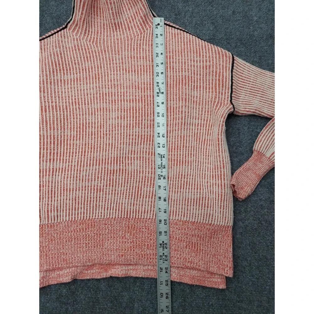 Soft Surroundings Selene Sweater Women Medium Pink Ribbed Turtleneck Black Pipe‎